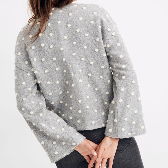 Madewell Texture & Thread Boxy Bobble Cardigan Polka dot Grey Size: Medium - Picture 12 of 12